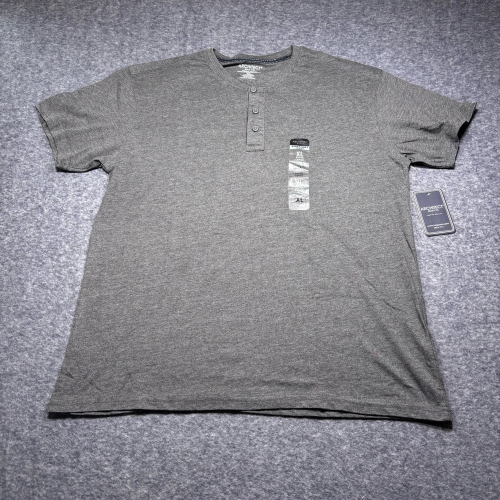 Men's Architect Jean Co. Gray Henley Short Sleeve Shirt - XL